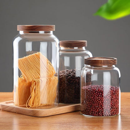 Glass storage jars with lid