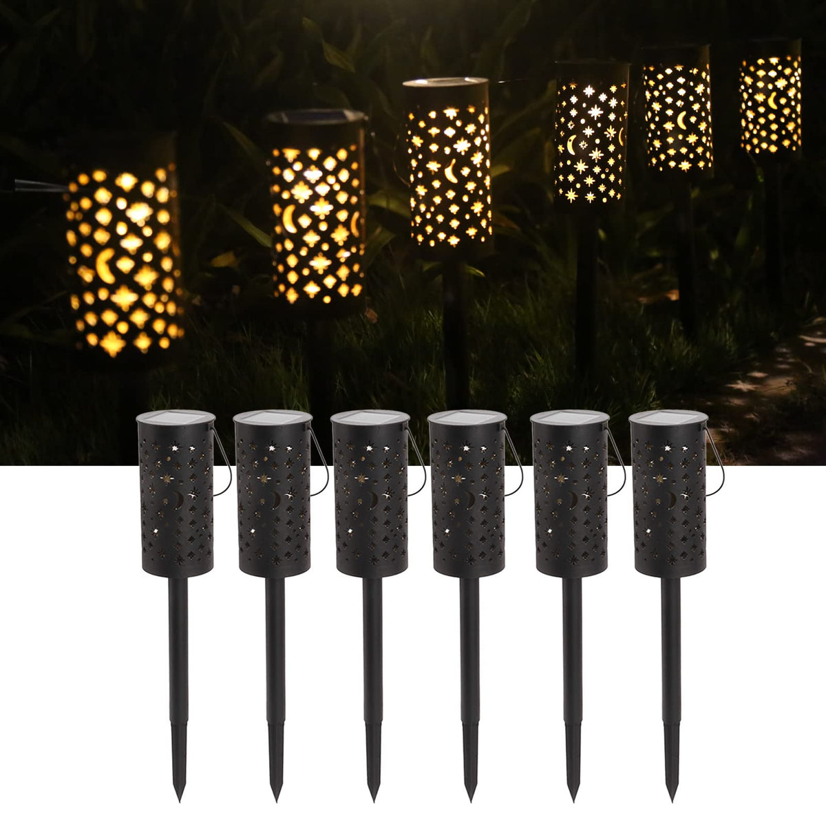 6 Pc Moon and Star Shape Solar Garden  Lights