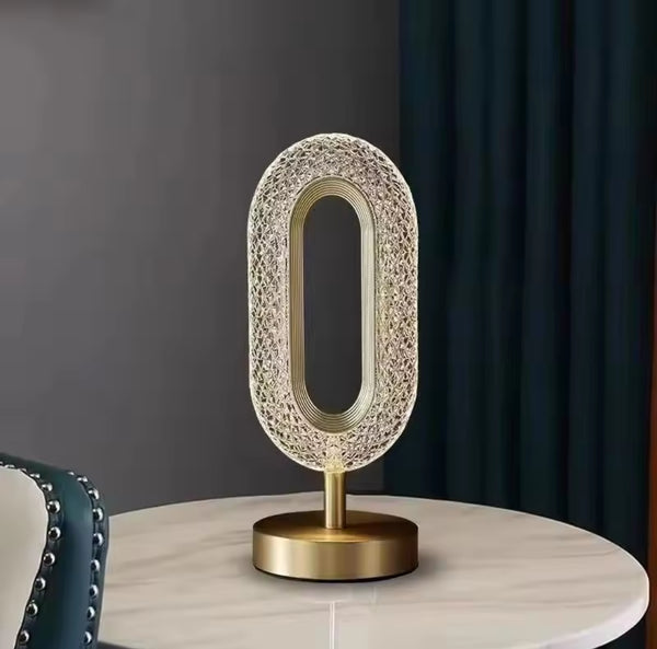 Gold Oval Crystal Table Lamp