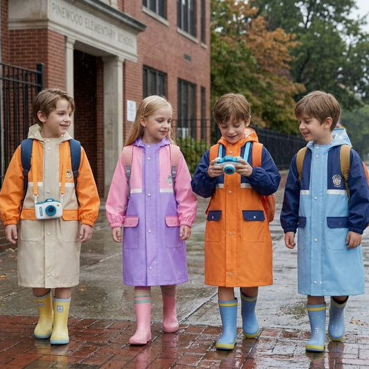 Kids Raincoat with Wide Brim Hat