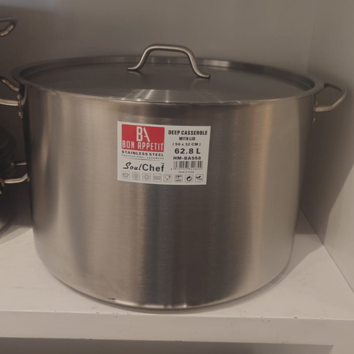 Stainless Steel Deep Casserole 62.8L Stockpot