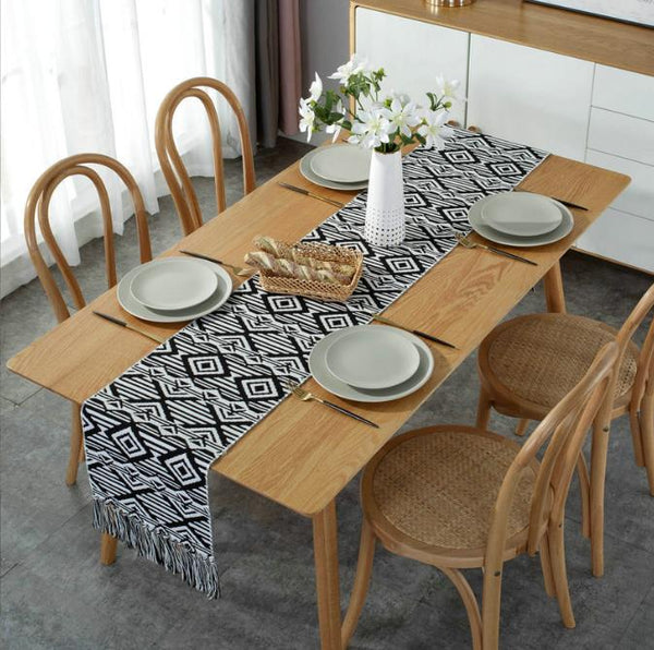 Cotton Blended Linen Geometric Table Runner gha