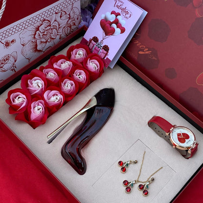 Valentine's Day Floral Perfume and Jewelry Gift Set