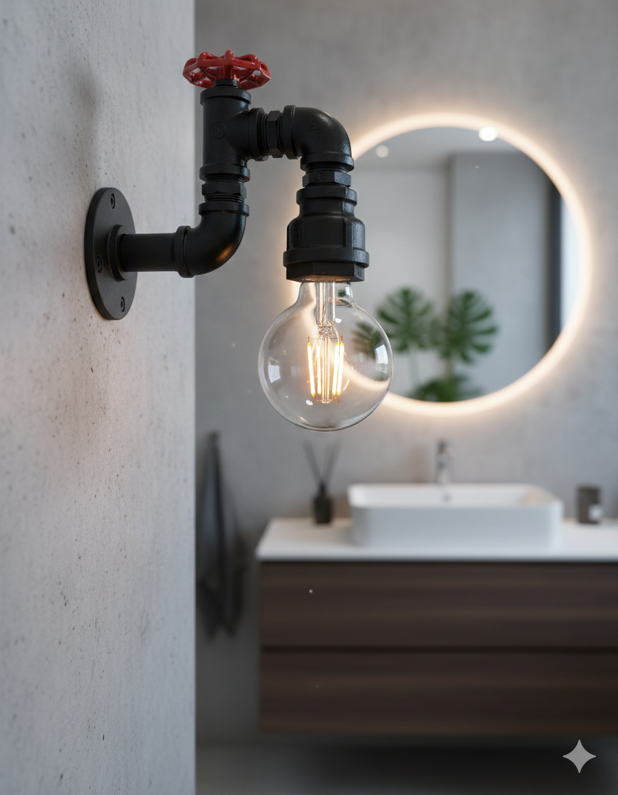 Pipe Wall Lamp With Bulb