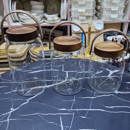 Glass Storage Jar With Acacia Lid
