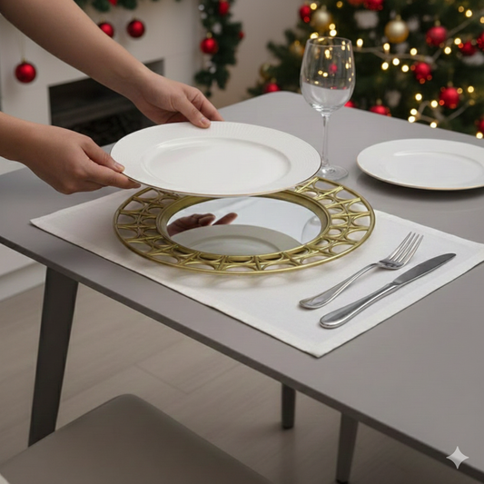 Set of 6 Gold Round Charger Plates