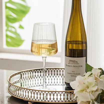 4Pc Ribbed Wine Glasses