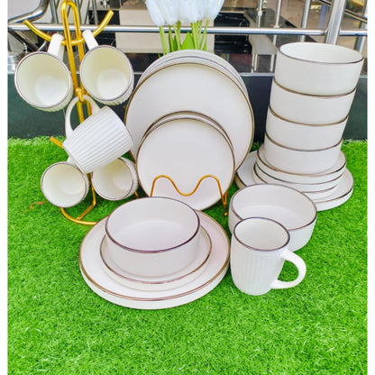 24pcs gold rim dinner set