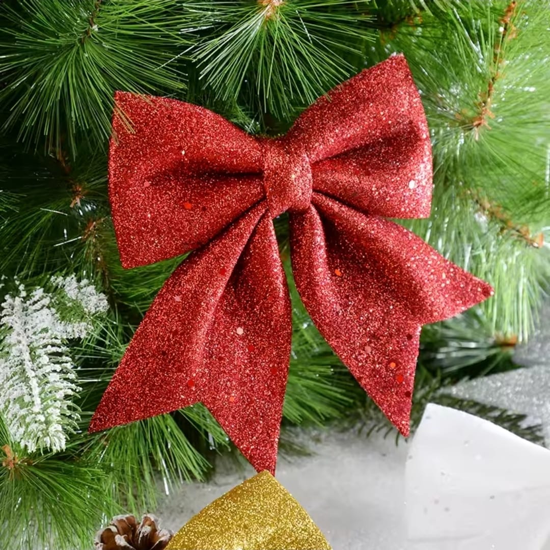 2pcs Christmas Glitter Ribbons/Bows