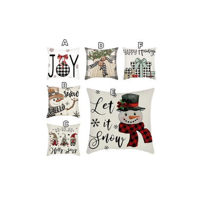 Christmas themed Linen Throw pillow cases