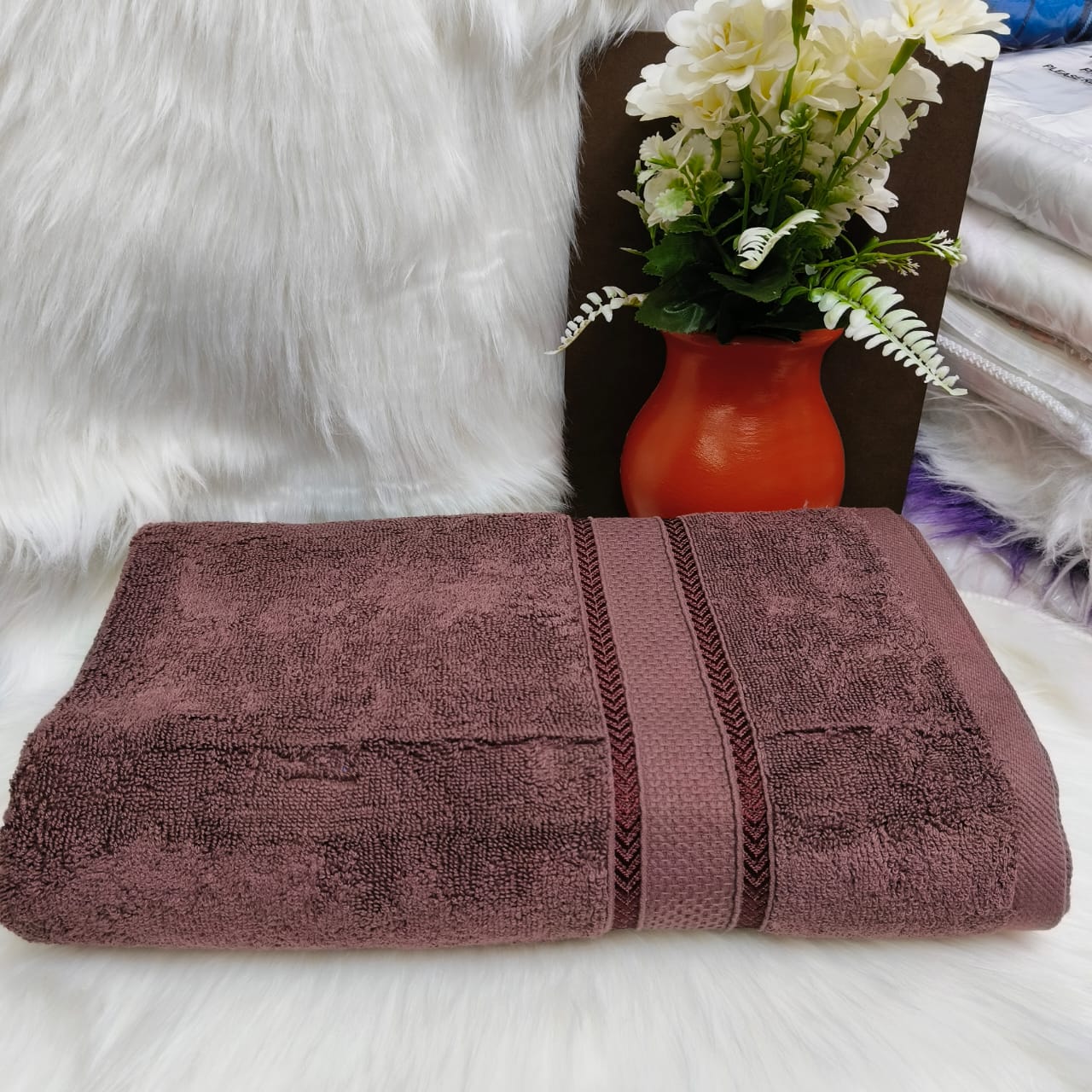 Coloured bathroom towels