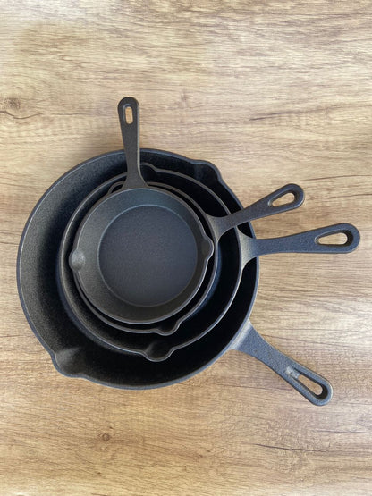4 Pcs Cast Iron Frying Pan and Skillet Set