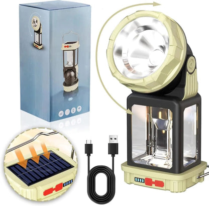 Multifunctional solar and rechargeable camping light lantern flashlight