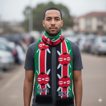 Knitted Kenyan Flag Scarf 143cm