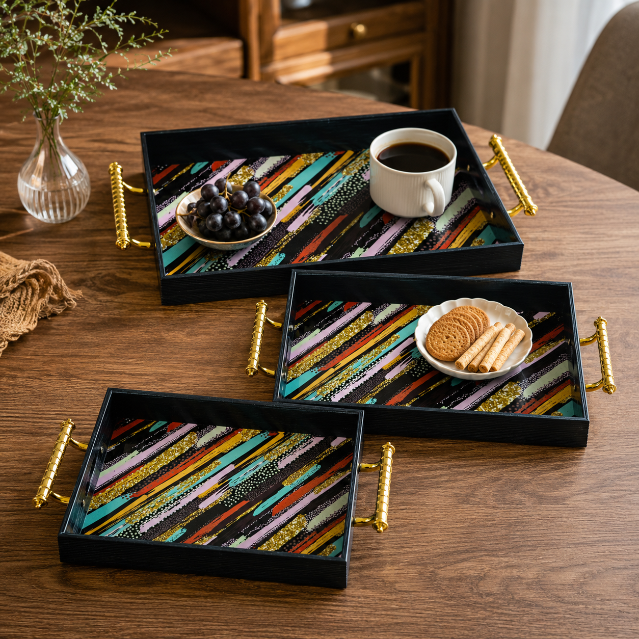 Set of 3 Decorative Serving Trays