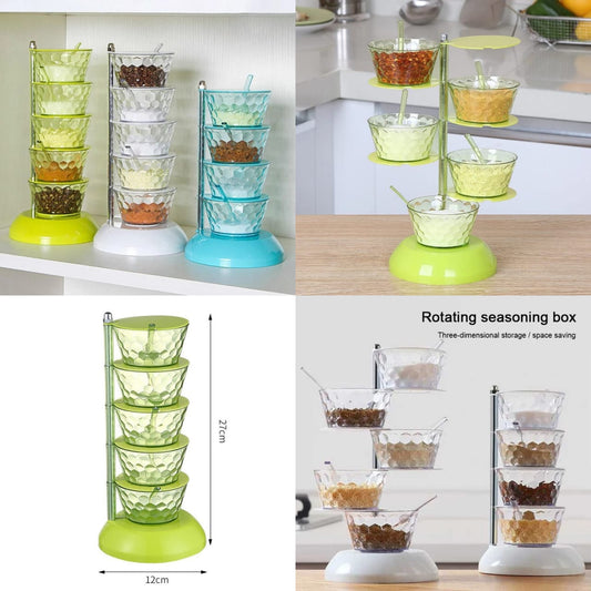 5 layer rotating spice seasoning stand