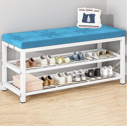 3 Tier Entryway Shoe Storage Bench with Padded Seat