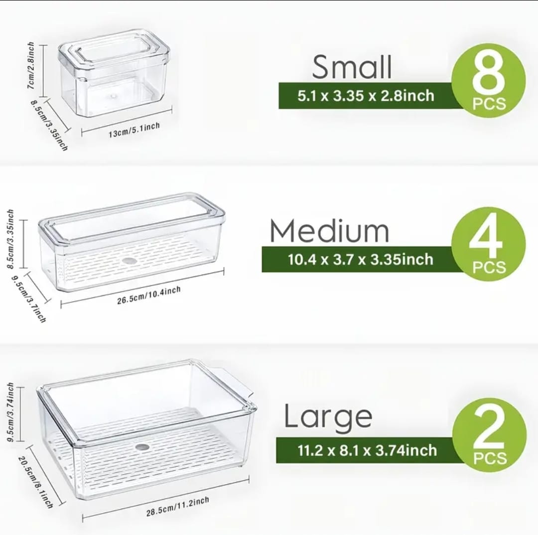 Free stackable acrylic fridge organizer bins with lids
