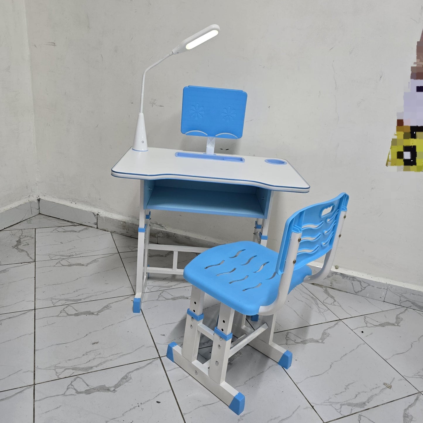Study table chair with rechargeable light and book holder