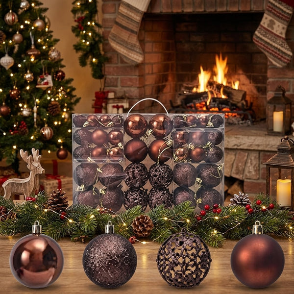 100Pc Chocolate Brown Christmas Tree Decor Balls Set