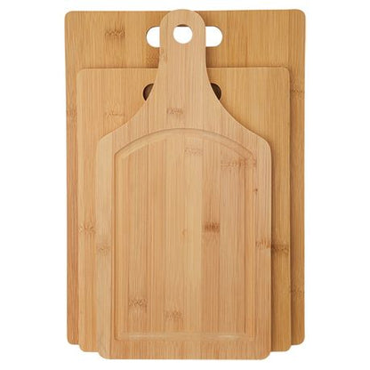 3 in 1 Wooden Bamboo Cutting Board Set with Handle