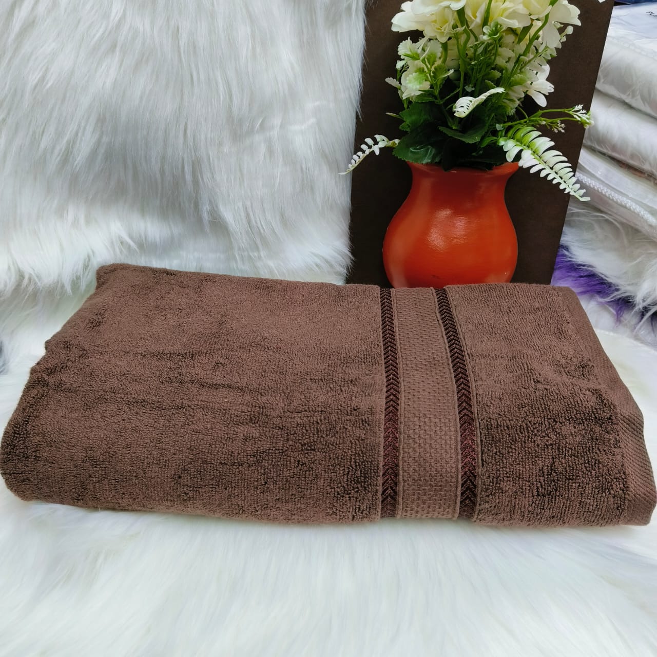 Coloured bathroom towels