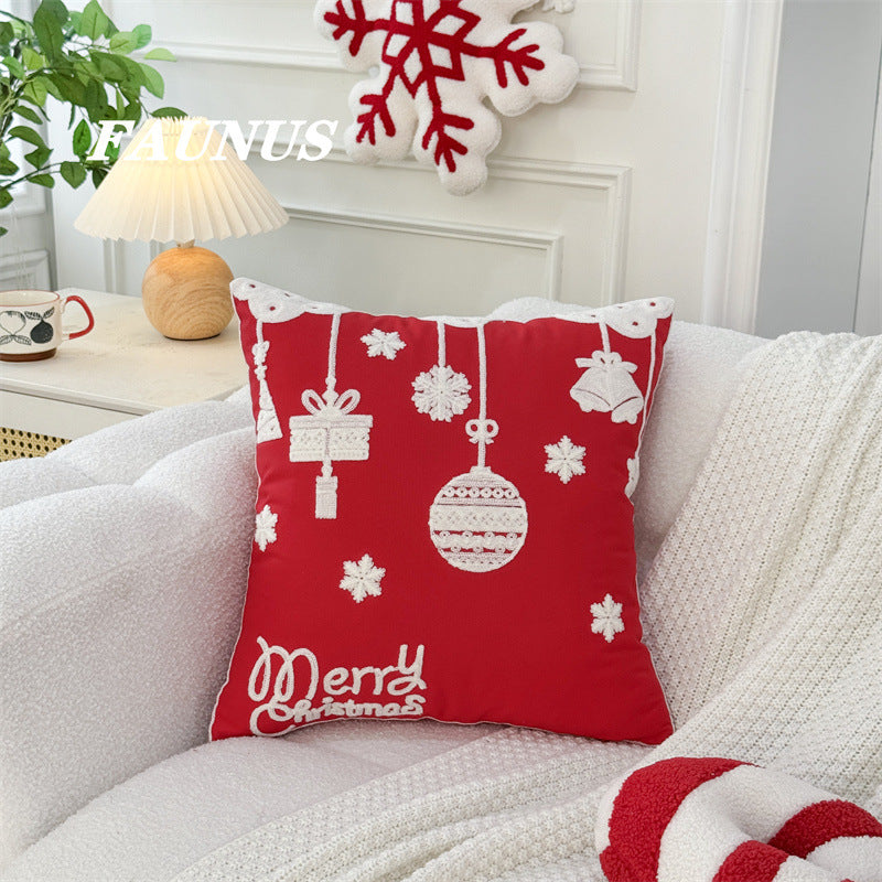 Christmas Tree Snowflake Embroidery Pillow Cover 45x45cm
