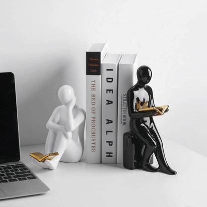 Ceramic reader shape bookends