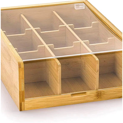 6 slot bamboo teabag organizer