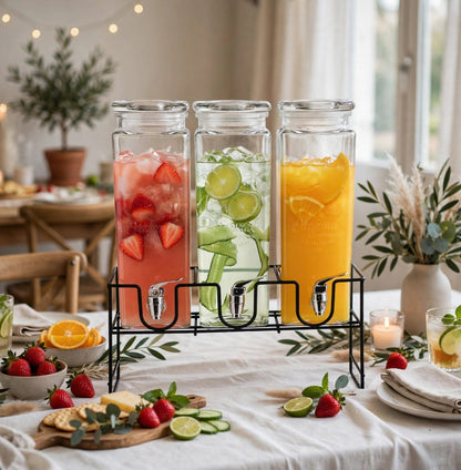 2.3L Each Triple Glass Juice Dispenser Set