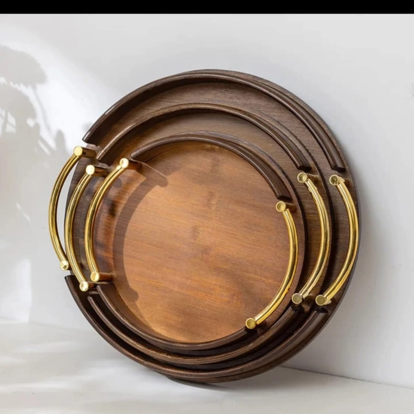 3Pcs round bamboo  trays