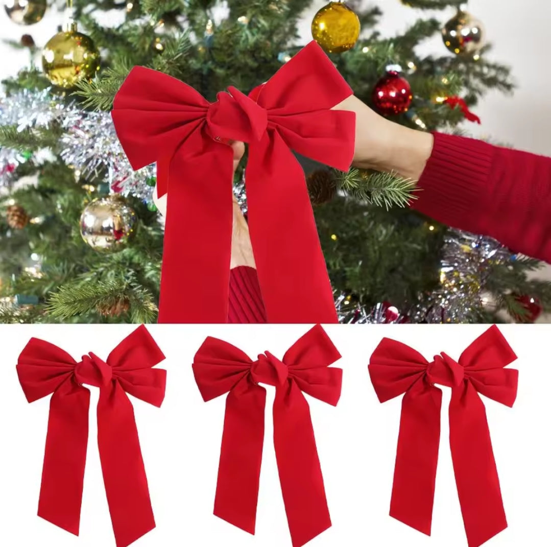 3Pc Christmas Bows Tree Decor