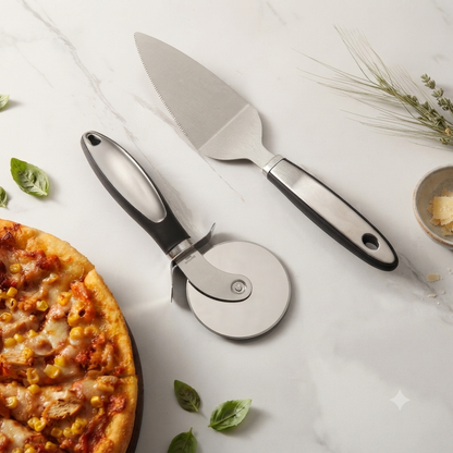Pizza Cutter Wheel and Server Set
