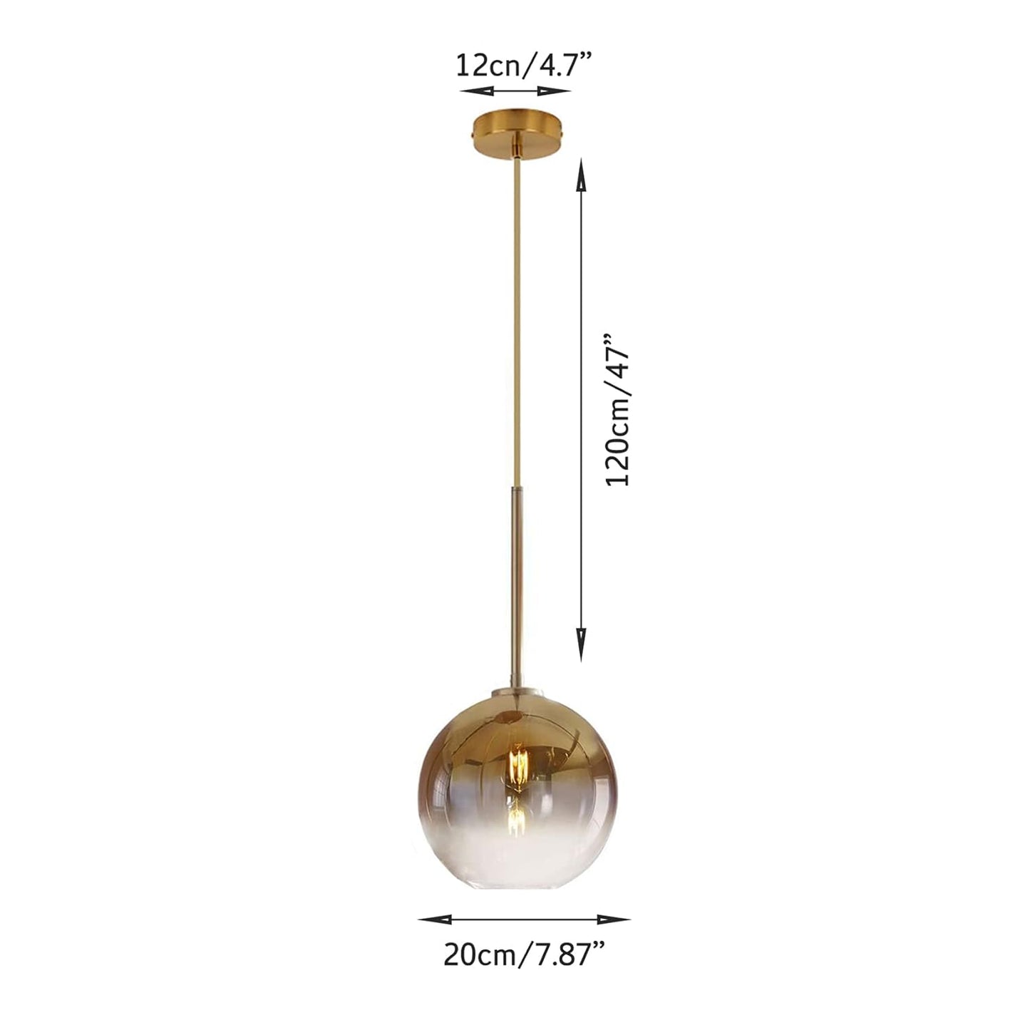 Gold ceiling pendant with bulb