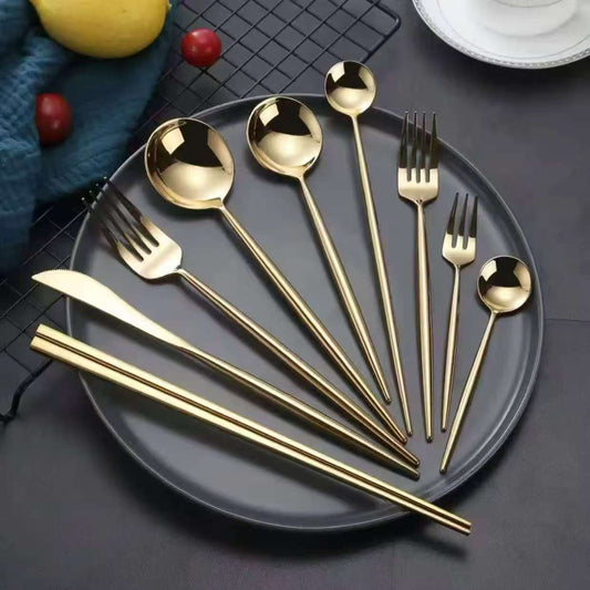 24Pcs gold cutlery set