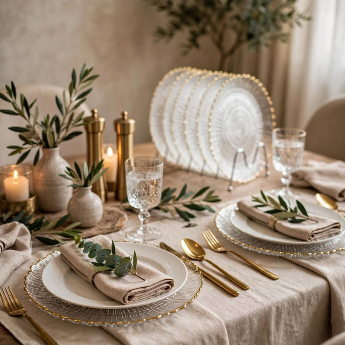 6Pcs Sunburst Glass Dinner Plate Set