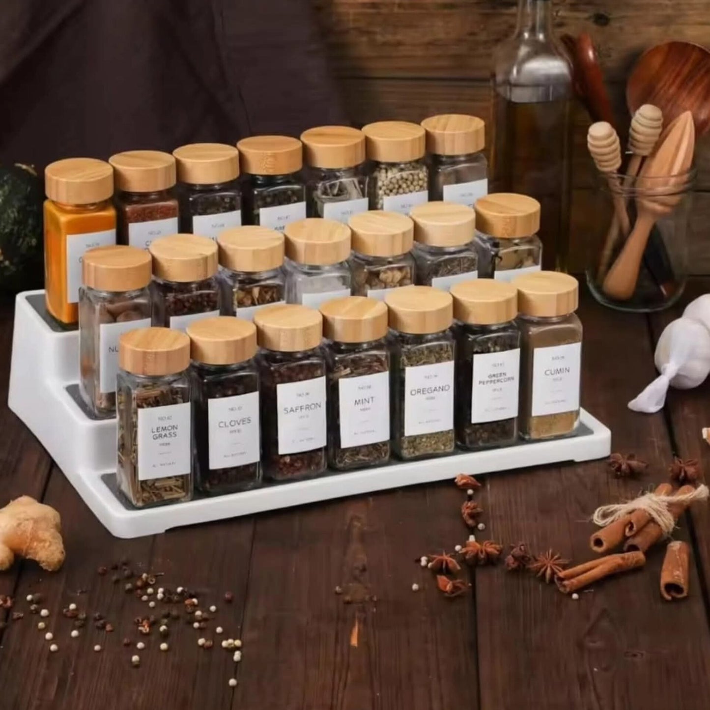 16pcs Glass spice jars