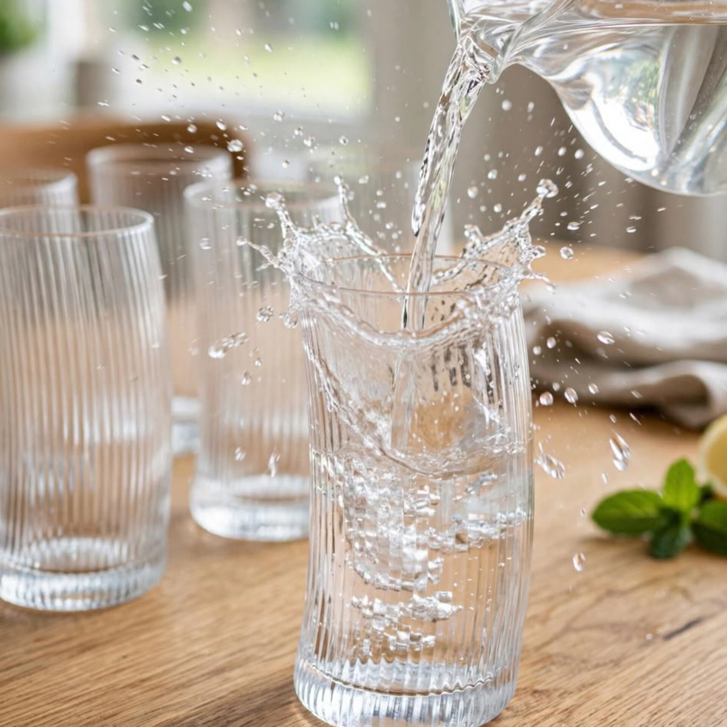 6Pcs Ribbed Penguin Glass Set