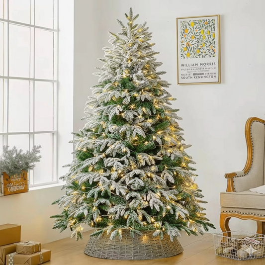Pre lit Christmas Tree With Lights  3000 Leaves Flocked