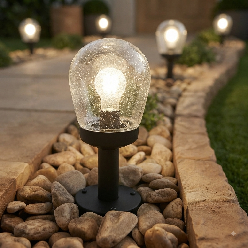 Aluminum Fitting LED Stand With Clear Speckled Glass LL 504C BK