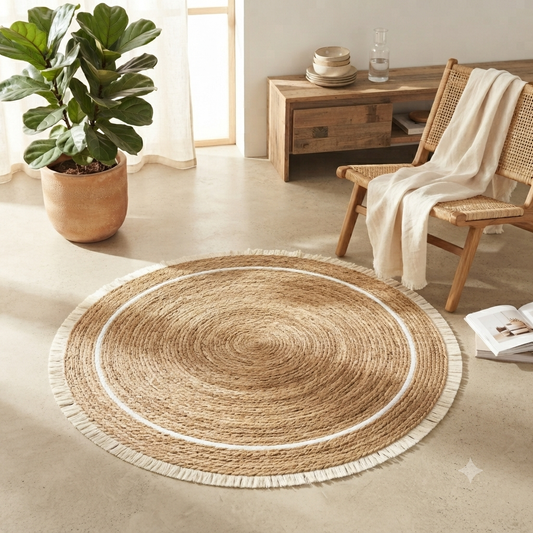 Round Natural Fiber Jute Area Rug Gha