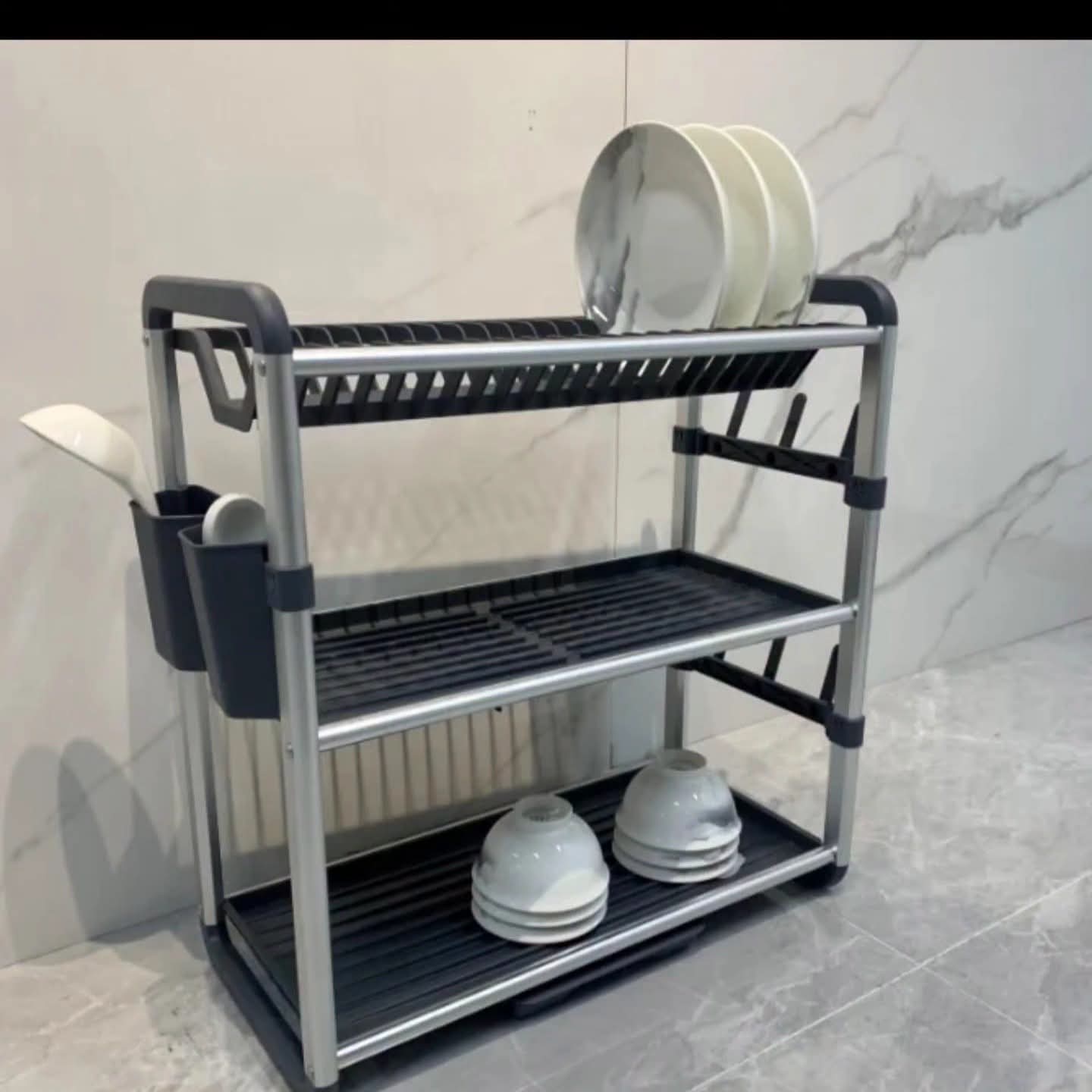 3 Tier Aluminium Plastic Dish Rack