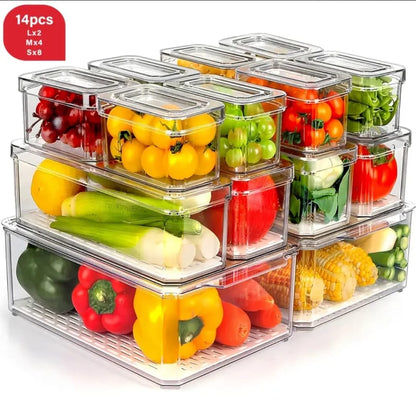 Free stackable acrylic fridge organizer bins with lids