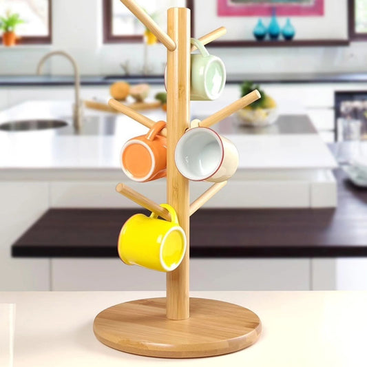 6 Slot Bamboo Cup Holder