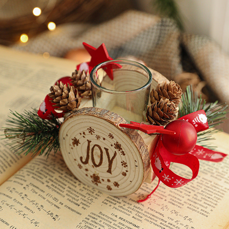 Wooden Candlestick Christmas Decoration