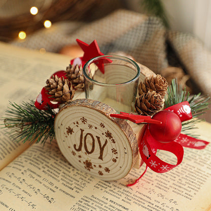 Wooden Candlestick Christmas Decoration