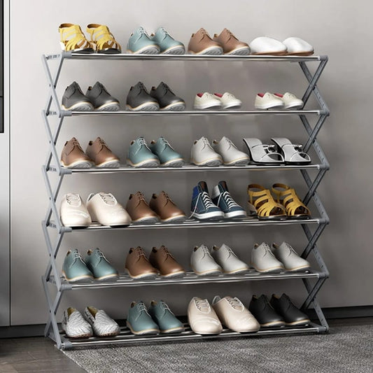5 tier metallic shoe rack