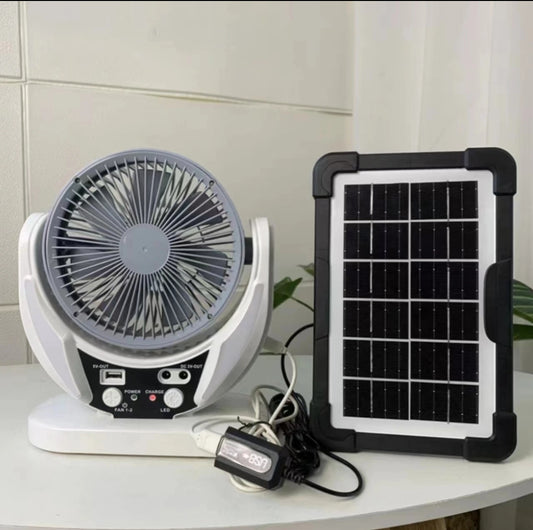 Solar rechargeable box fan