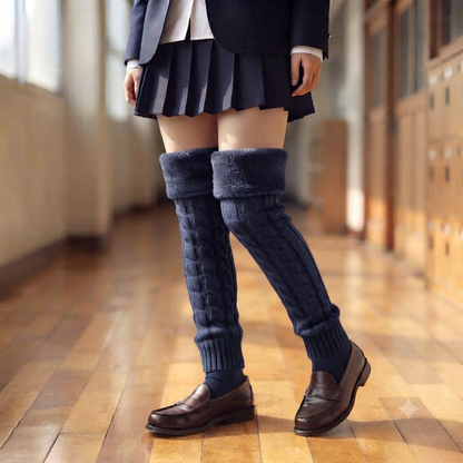 Fleece Lined Cable Knit Leg Warmers