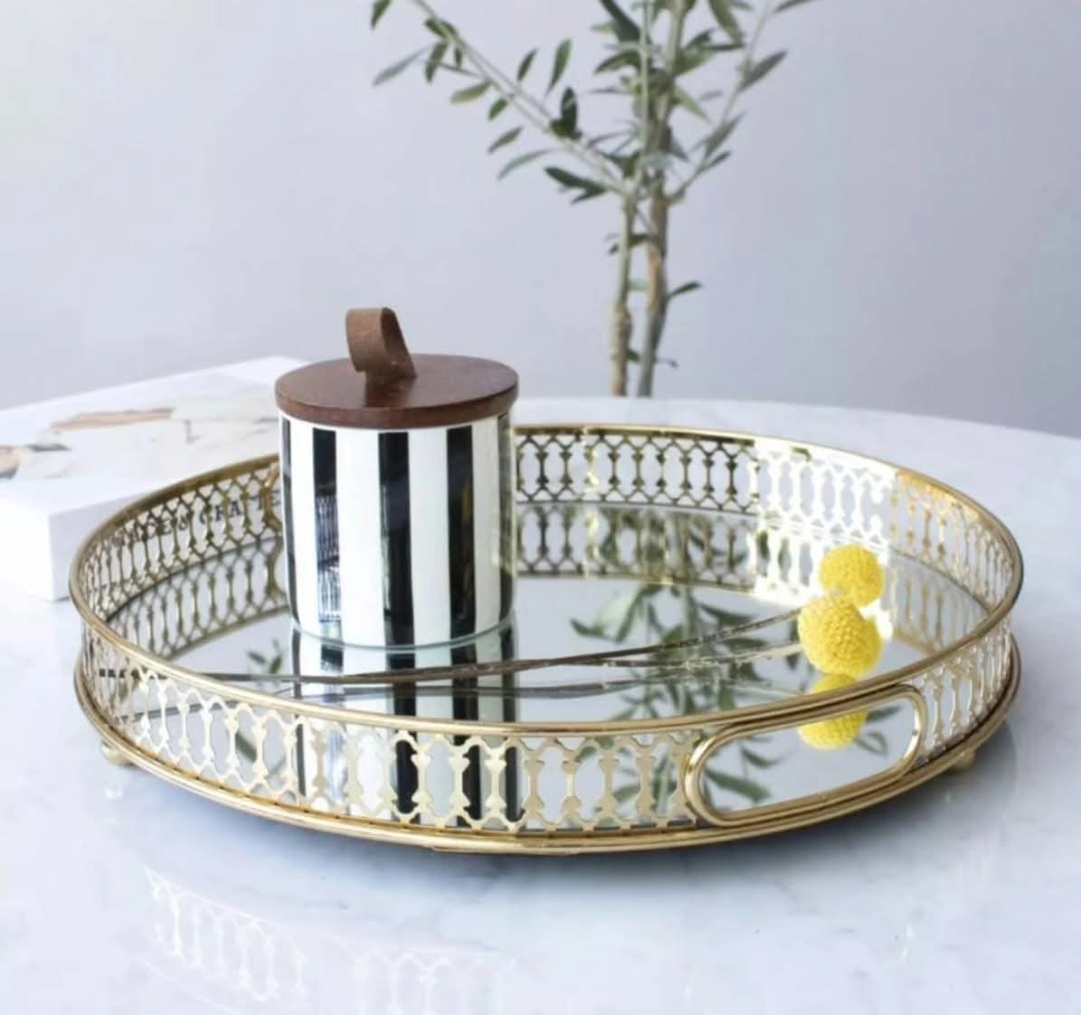 Round decor  serving tray 